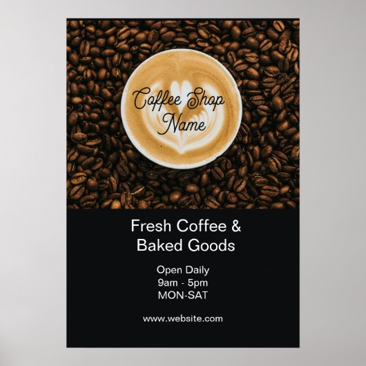 Coffee Shop Banner Sign |Cafe Grand Opening poster ポスター (正面)