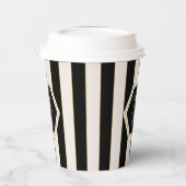 Coffee Shop Black and Cream Stripes with Gold 紙コップ (左)