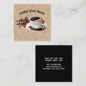 Coffee Shop Coffee Beans Burlap スクエア名刺 (正面/裏面)