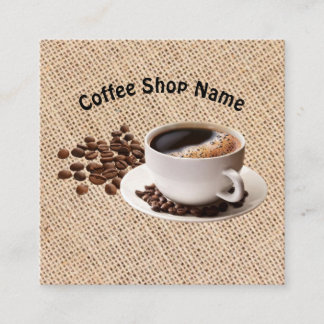 Coffee Shop Coffee Beans Burlap スクエア名刺
