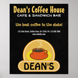 Coffee Shop Coffee Cup Custom Black Cafe Posters ポスター