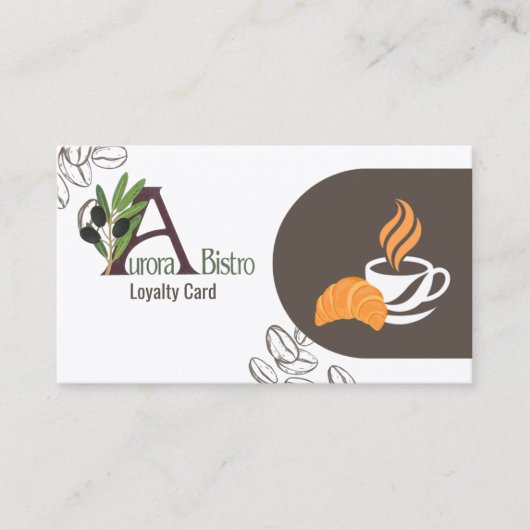 Coffee Shop Loyalty Card Professional Modern Custo 名刺 (正面)