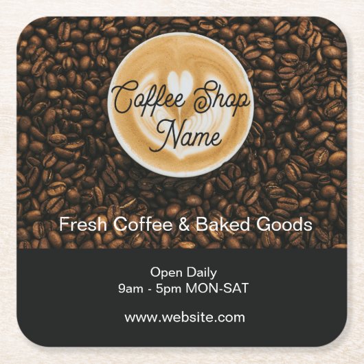 Coffee Shop Square Paper Coaster |Cafe Drink スクエアペーパーコースター (正面)