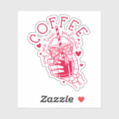 Coffee Soulmate Red Hearts Skeleton Hand  シール (シート)