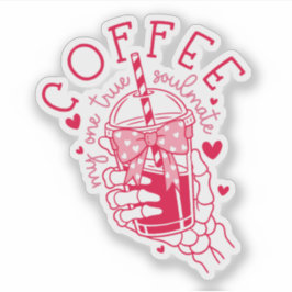 Coffee Soulmate Red Hearts Skeleton Hand シール