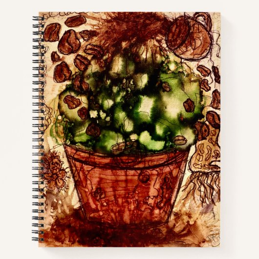 Coffee Splash Art Notebook – Vibrant Coffee Bean W ノートブック (正面)
