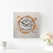 coffee stains スクエア壁時計 (ホーム)