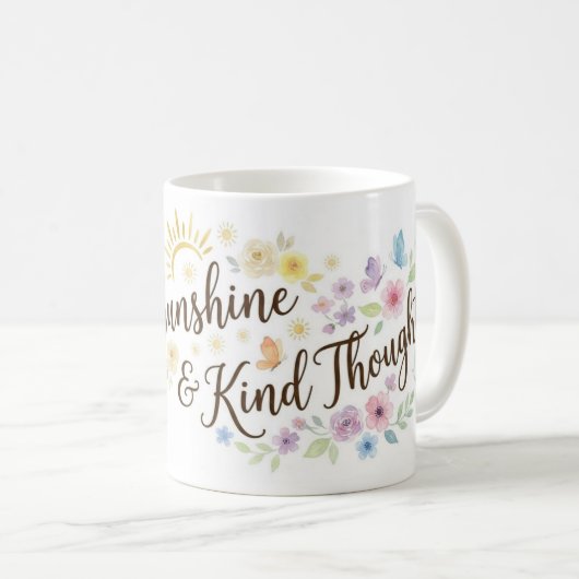 Coffee Sunshine Kind Thoughts Floral Wrap Mug コーヒーマグカップ (正面右)