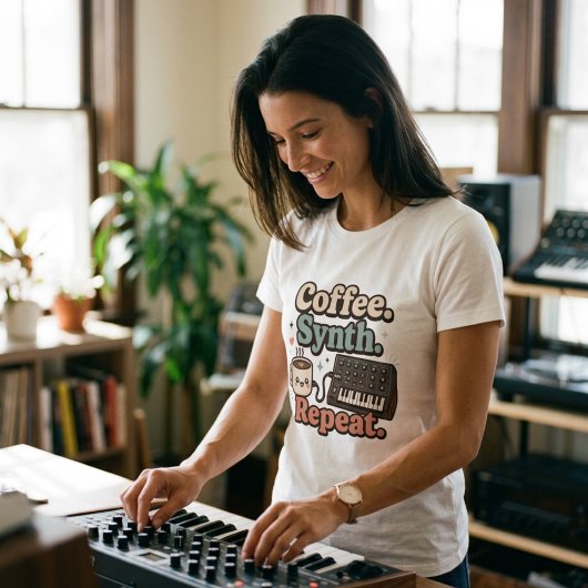 Coffee. Synth. Repeat. – Kawaii Synth Nerd Tシャツ