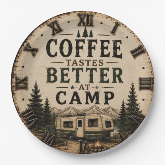 Coffee Tastes Better at Camp Rustic ペーパープレート (正面)