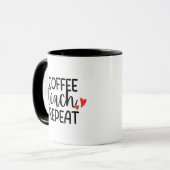 'Coffee Teach Repeat' Relatable Fun Teacher Gift マグカップ (正面左)