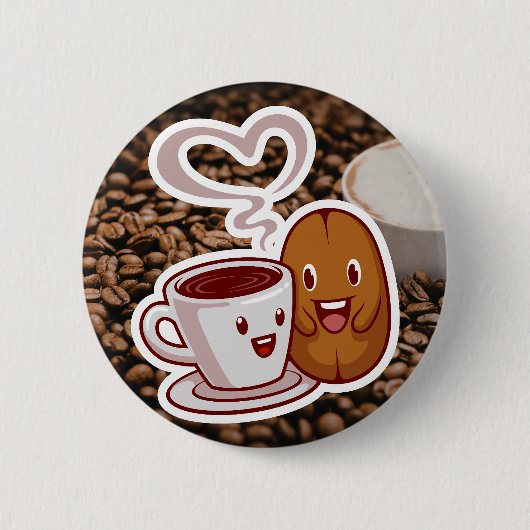 Coffee Thank You Sticker Brown Beans Style 缶バッジ (正面)