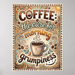 coffee the cure for morning grumpiness ポスター