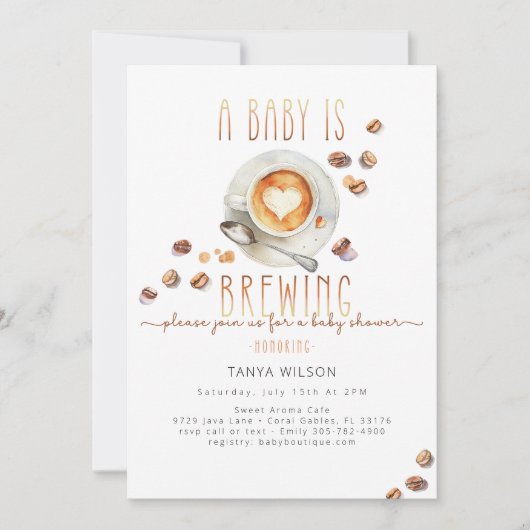 Coffee Theme Baby Shower Invitation Gender Neutral 招待状 (正面)