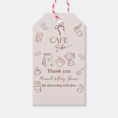 Coffee Theme Beige Cafe Bebe Brewing Baby Shower ギフトタグ (正面)