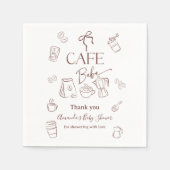 Coffee Theme Beige Cafe Bebe Brewing Baby Shower スタンダードカクテルナプキン (正面)