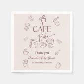 Coffee Theme Beige Cafe Bebe Brewing Baby Shower スタンダードカクテルナプキン (正面)