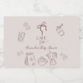 Coffee Theme Beige Cafe Bebe Brewing Baby Shower スパークリングワインラベル (シングルラベル)
