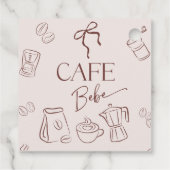 Coffee Theme Beige Cafe Bebe Brewing Baby Shower フェイバータグ (裏面)