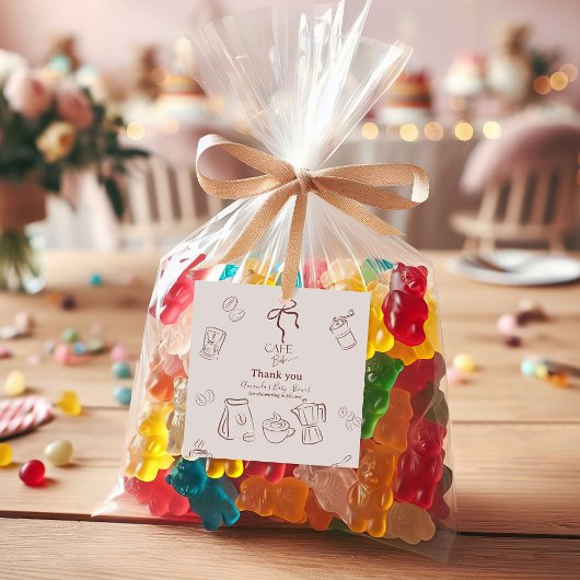 Coffee Theme Beige Cafe Bebe Brewing Baby Shower フェイバータグ