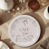 Coffee Theme Beige Cafe Bebe Brewing Baby Shower ペーパープレート