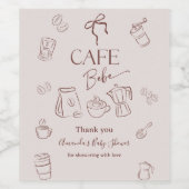 Coffee Theme Beige Cafe Bebe Brewing Baby Shower ワインラベル (シングルラベル)