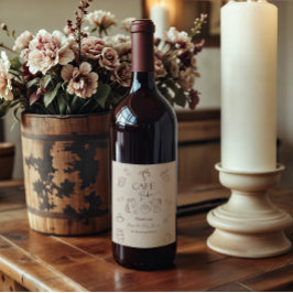 Coffee Theme Beige Cafe Bebe Brewing Baby Shower ワインラベル