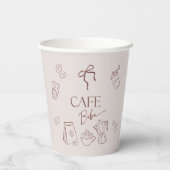 Coffee Theme Beige Cafe Bebe Brewing Baby Shower 紙コップ (裏面)