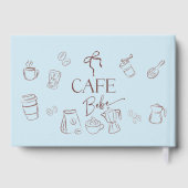 Coffee Theme Blue Bow Cafe Bebe Boy Baby Shower ゲストブック (裏面)