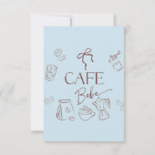 Coffee Theme Blue Bow Cafe Bebe Boy Baby Shower サンキューカード (裏面)