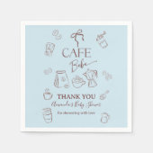 Coffee Theme Blue Bow Cafe Bebe Boy Baby Shower スタンダードカクテルナプキン (正面)