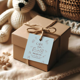 Coffee Theme Blue Bow Cafe Bebe Boy Baby Shower フェイバータグ