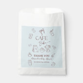 Coffee Theme Blue Bow Cafe Bebe Boy Baby Shower フェイバーバッグ (正面)
