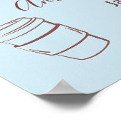 Coffee Theme Blue Bow Cafe Bebe Boy Baby Shower ポスター (角)