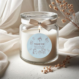 Coffee Theme Blue Bow Cafe Bebe Boy Baby Shower ラウンドシール