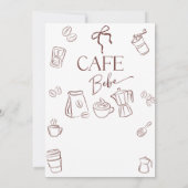 Coffee Theme Bow Cafe Bebe Brewing Baby Shower 招待状 (裏面)