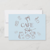 Coffee Theme Boy Blue Bow Cafe Bebe Baby Shower サンキューカード (裏面)