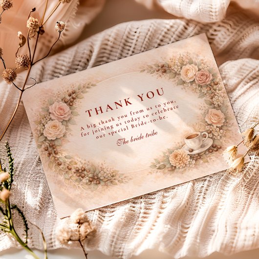 Coffee Theme Bridal Shower サンキューカード