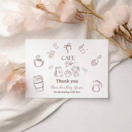 Coffee Theme Cafe Bebe Brewing Baby Shower サンキューカード