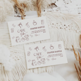 Coffee Theme Cafe Bebe Brewing Baby Shower Diaper エンクロージャーカード