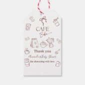 Coffee Theme Cafe Bebe Brewing Bow Baby Shower ギフトタグ (正面)