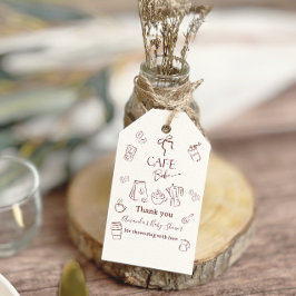 Coffee Theme Cafe Bebe Brewing Bow Baby Shower ギフトタグ