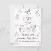 Coffee Theme Cafe Bebe Brewing Bow Baby Shower サンキューカード (正面)