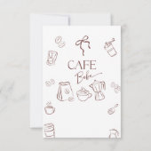 Coffee Theme Cafe Bebe Brewing Bow Baby Shower サンキューカード (裏面)