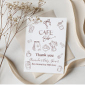 Coffee Theme Cafe Bebe Brewing Bow Baby Shower サンキューカード