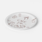 Coffee Theme Cafe Bebe Brewing Bow Baby Shower ペーパープレート (アングル)