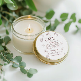 Coffee Theme Cafe Bebe Brewing Bow Baby Shower ラウンドシール