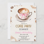 Coffee theme girl party invitation 招待状 (正面)