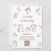Coffee Theme Neutral Bow Brewing Baby Shower 招待状 (裏面)