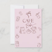 Coffee Theme Pink Bow Cafe Bebe Girl Baby Shower サンキューカード (裏面)